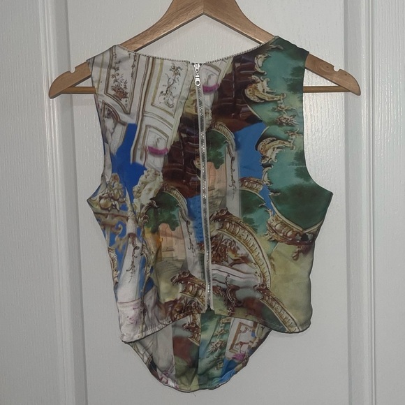 MIAOU CAMPBELL CORSET TOP WITH BUSTIER Boning Colorful Printed Crop Top Medium - Picture 8 of 12
